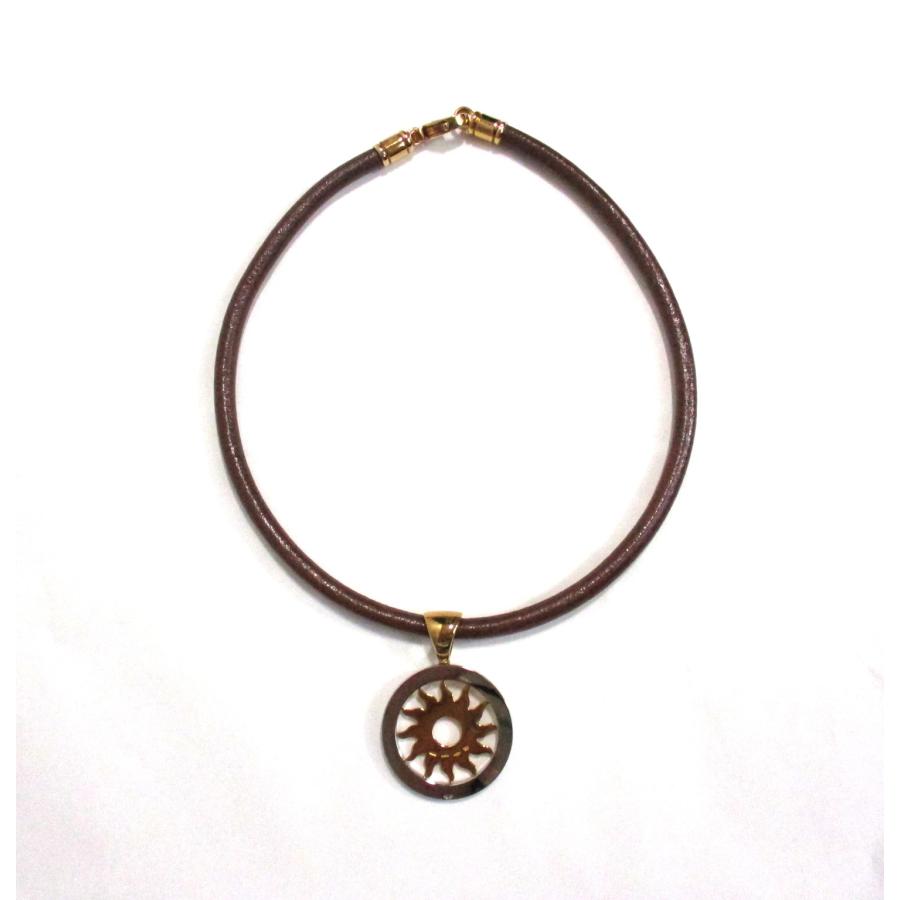 BVLGARI ブルガリチョーカーイエローゴールド18金革ブラウン