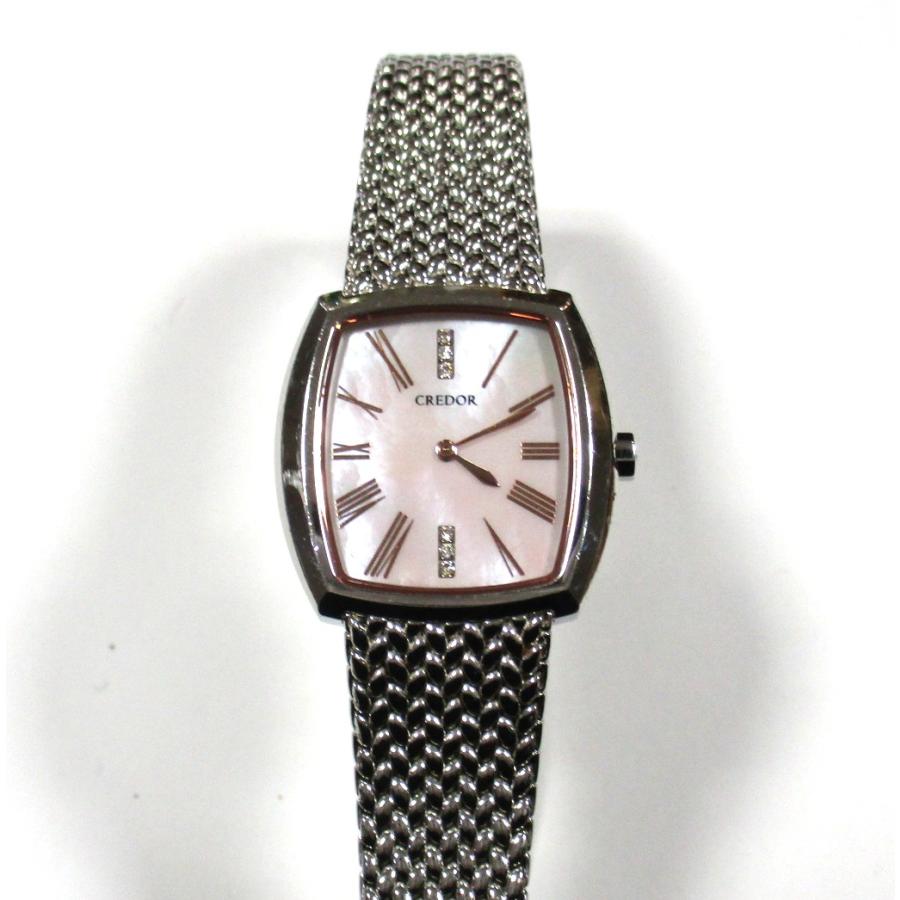 CREDOR SEIKO 腕時計 クォーツ レディース シェル ダイヤモンド