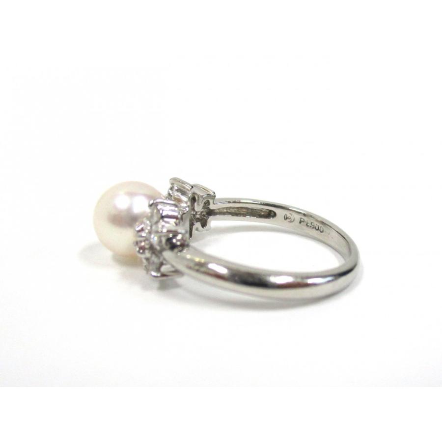田崎真珠 タサキ Pt900 パール約7.5mm珠 ダイヤ計0.16ct リング 田崎真珠 タサキ Pt900 パール約7.5mm珠 ダイヤ計0.16ct リング