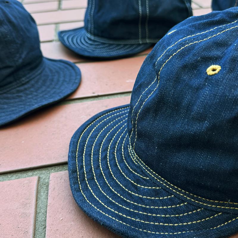 9.5オンス高密度ライトデニムキャップ ベースボールキャップ タテ落ち