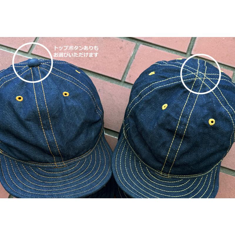9.5オンス高密度ライトデニムキャップ ベースボールキャップ タテ落ち