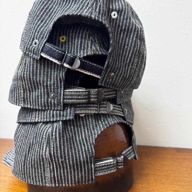 グレー×ブラック キバタヒッコリーデニム ベースボールキャップ ザラ感