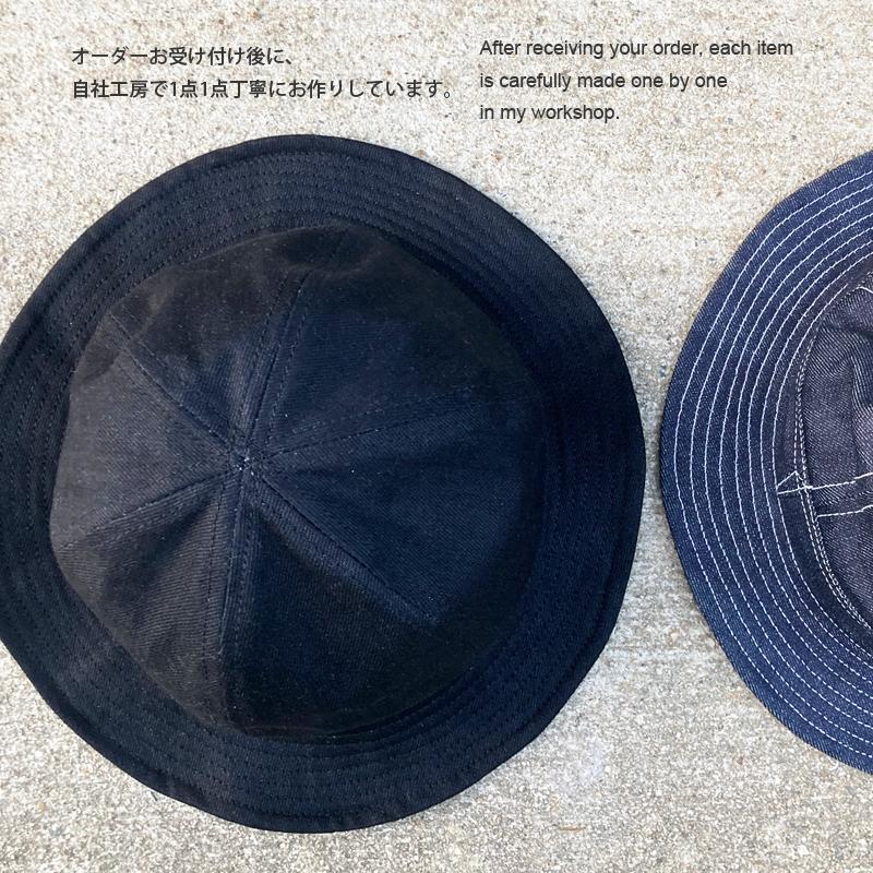 アーミーハット ブラックデニム 14オンス セルビッチ 送料無料 大きいサイズ denim hat 帽子 メンズレディース 日本製 D AND H｜dandh-handmade｜03