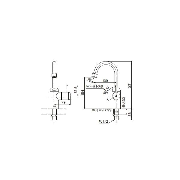 TOTO 単水栓 シングルレバー立水栓 TL155AFR : : ダンドリープロYahoo
