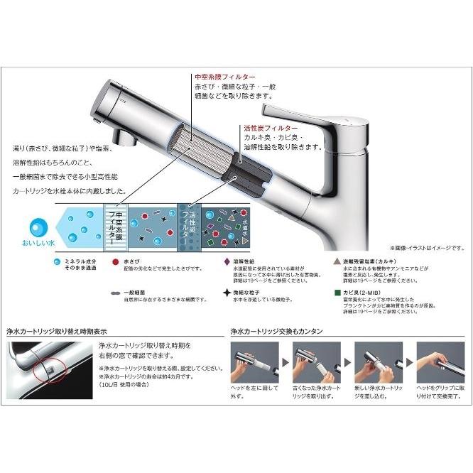 TOTO 浄水器兼用混合水栓 台付き1穴 吐水切り替えタイプ TKS05307J