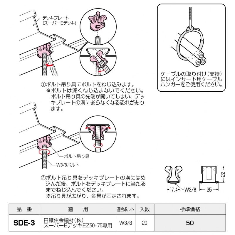 未来工業 スーパーEデッキ用 ボルト吊り金具 SDE-3(20個入り) 適用 日