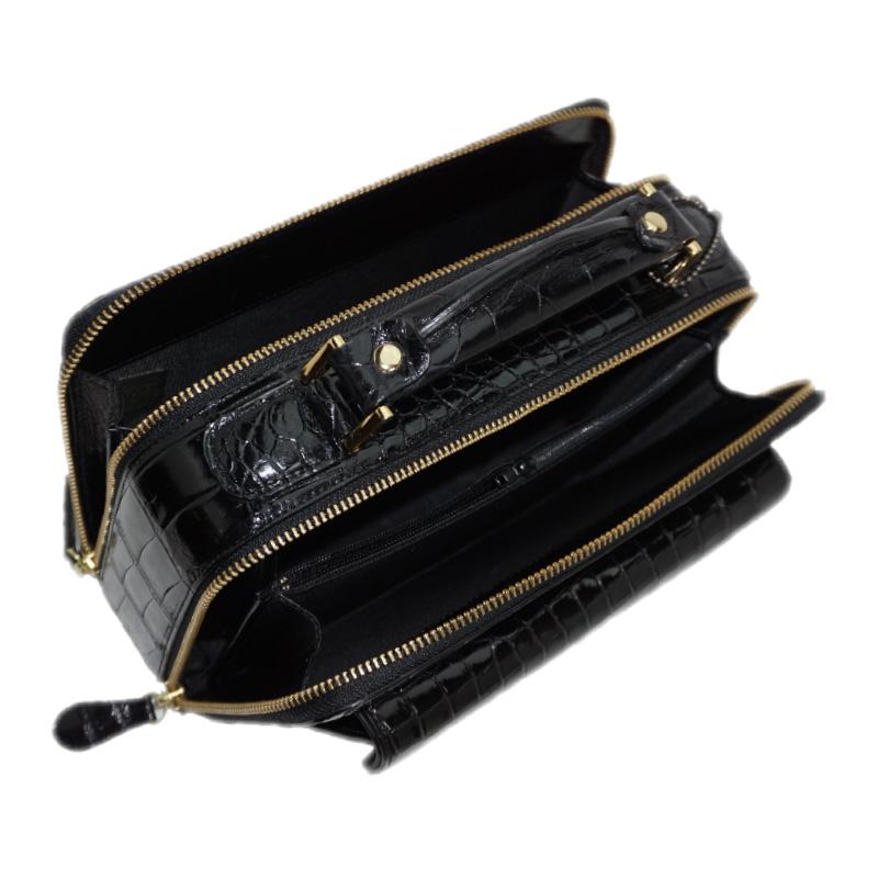 クロコダイルレザー ブラックセカンドバッグ MGSABLE クロコダイル セカンドバッグ メンズ 本革