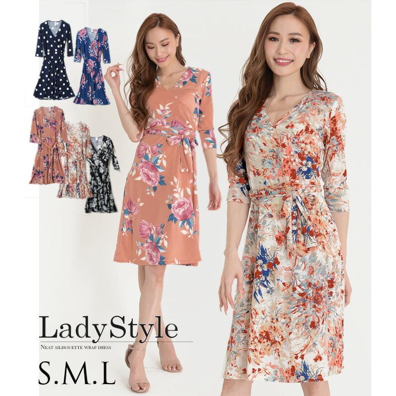 甘さを抑えた大人ワンピース Laインポート カシュクールフレアワンピース アメリカ製 七分袖 レディース Op 5011 Laインポートdangan Girls 通販 Yahoo ショッピング