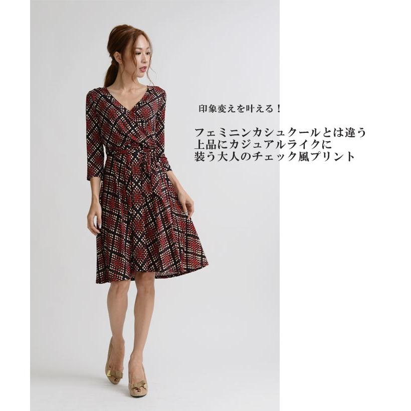 カシュクールワンピース Laインポート ドットチェックカシュクールフレアワンピース Janette 七分袖 ジャネットファッション ダンガンガールズ 赤黒 Op 5326 Laインポートdangan Girls 通販 Yahoo ショッピング