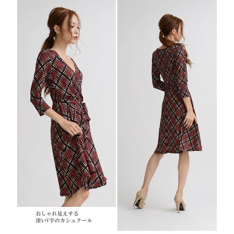 カシュクールワンピース Laインポート ドットチェックカシュクールフレアワンピース Janette 七分袖 ジャネットファッション ダンガンガールズ 赤黒 Op 5326 Laインポートdangan Girls 通販 Yahoo ショッピング