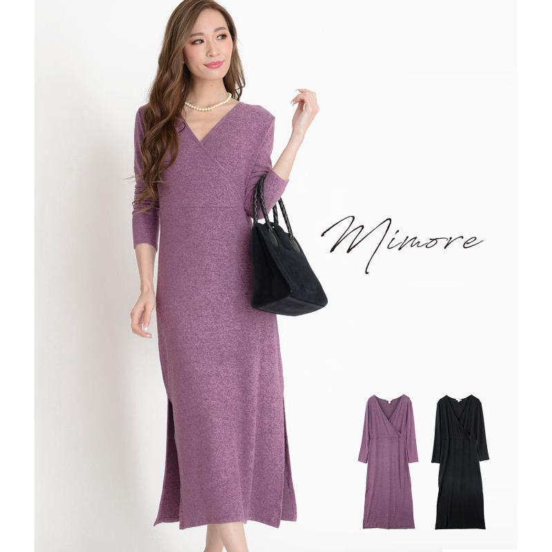 値下げセール ニットタイトワンピース Laインポート 薄手ニットタイトカシュクールワンピース 深めスリット Op 5519 Laインポートdangan Girls 通販 Yahoo ショッピング