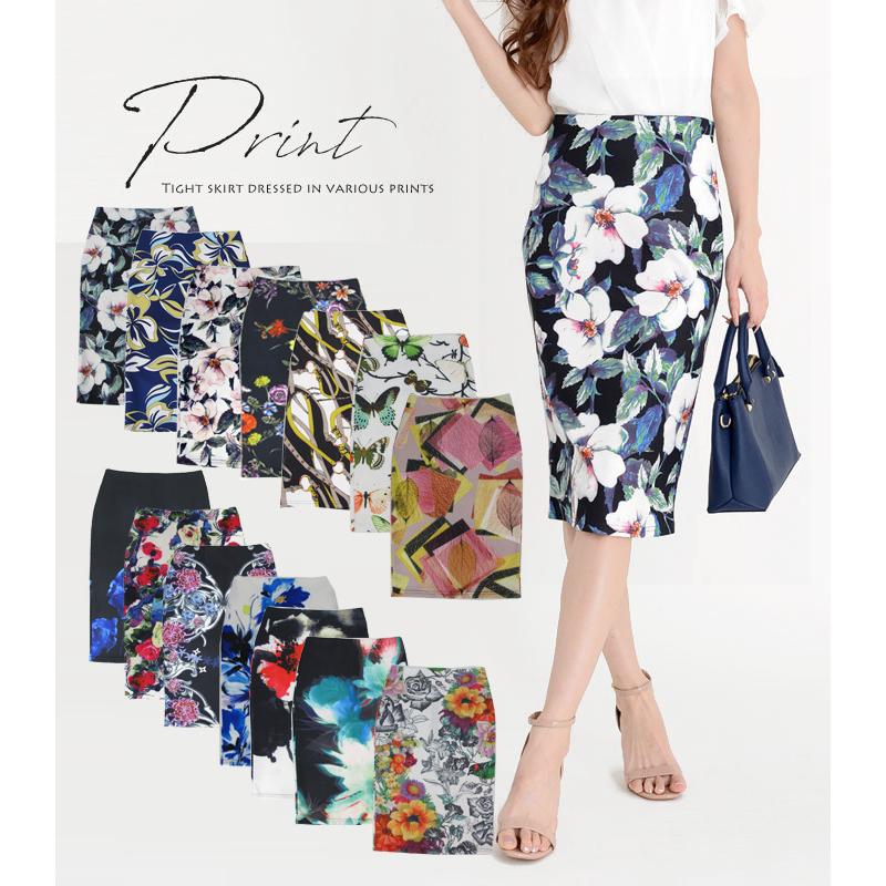 プリントタイトスカート ストレッチボンディングジャージ 後ろスリット 花柄 値引き返品不可 Sk 1166 Laインポートdangan Girls 通販 Yahoo ショッピング