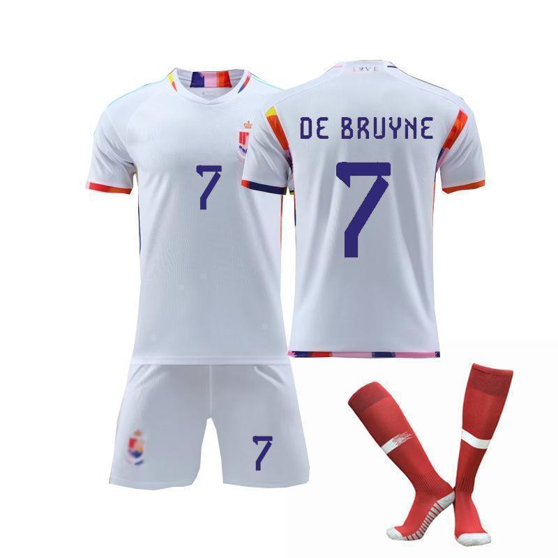 ベルギー代表 2022年ワールドカップ 大人用 子供用 上下着2点 ストッキング付き アザール デブライネ ルカク サッカーユニフォーム