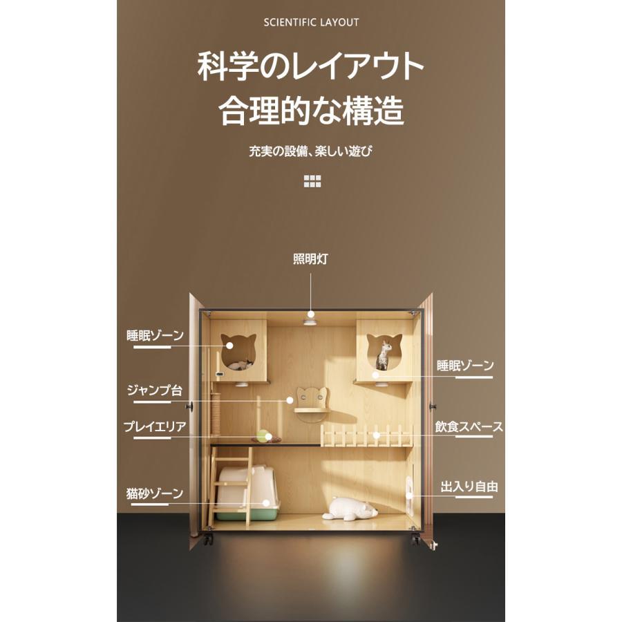 【美品】 猫 ケージ 3段 木製 キャットケージ 大型 おしゃれ 透明ガラスドア キャスター 猫ゲージ 保護 脱走防止 留守番 組立簡単 室内飼い 幅60cm*奥行60cm*高さ120cm 【RIZ9688520415】(34004円)
