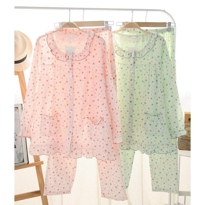2点送料無料 日系レディース長袖パジャマ2点上下セットアップ 小象柄ルームウェア二重ガーゼコットン100 吸汗性爽やか 寝巻き前開き親子ペア 女の子パジャマ School Holyspirit Indy Org