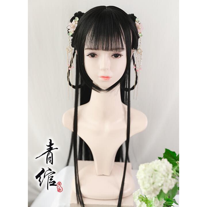 コスプレかつら 黒80ｃｍロング中華風ウイッグ 中国古代女性大人ヘアスタイル Cosplay舞台道具 可愛い中華ロリータウイッグ 二枚送料無料 1535 人気ファッション店 通販 Yahoo ショッピング