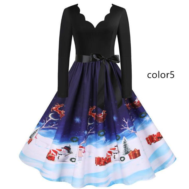 クリスマス ドレス サンタ 長袖ワンピース 雪だるま ロング丈 クリスマスワンピース 大きい裾ワンピース 細身ドレス ダンス衣装 Vネック 二枚送料無料 2106 人気ファッション店 通販 Yahoo ショッピング