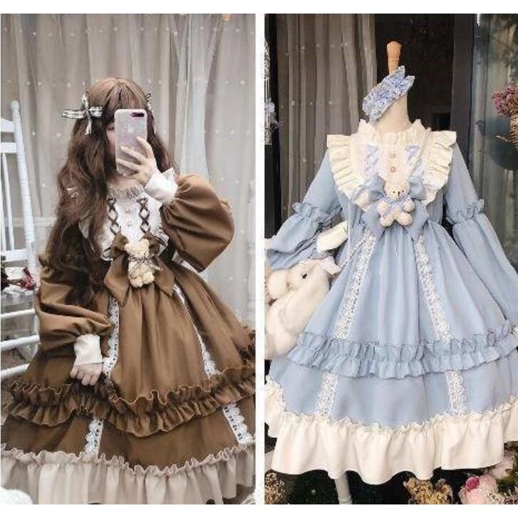 ロリータドレス 美少女ドレス Lolita長袖ドレス リボン付き ２色袖トップス リボン 可愛いドレス ダンス衣装 二枚送料無料 Den1302 人気ファッション店 通販 Yahoo ショッピング