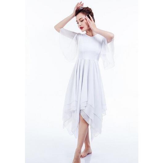 バレエダンスワンピース フレアワンピース モダンダンス衣装 社交ダンスワンピース シフォン三枚重ね 練習舞台衣装 団体ウエア 演出ドレス二点送料無料 Den1428 人気ファッション店 通販 Yahoo ショッピング