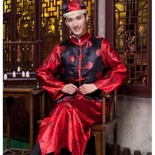 2枚送料無料！中国風ウェディングドレスチャイナ風 古代宮廷風唐朝唐装・漢服 コスプレ衣装中華服・舞台衣装 撮影服結婚式メンズ上下セット 振袖