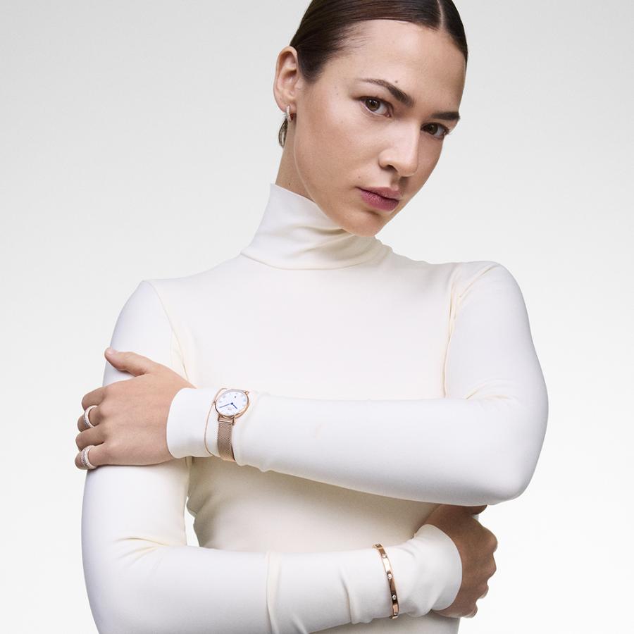 腕時計 レディース ダニエルウェリントン PETITE & QUADRO ROMAN NUMERALS DATE ゴールド シルバー DW 母の日の画像