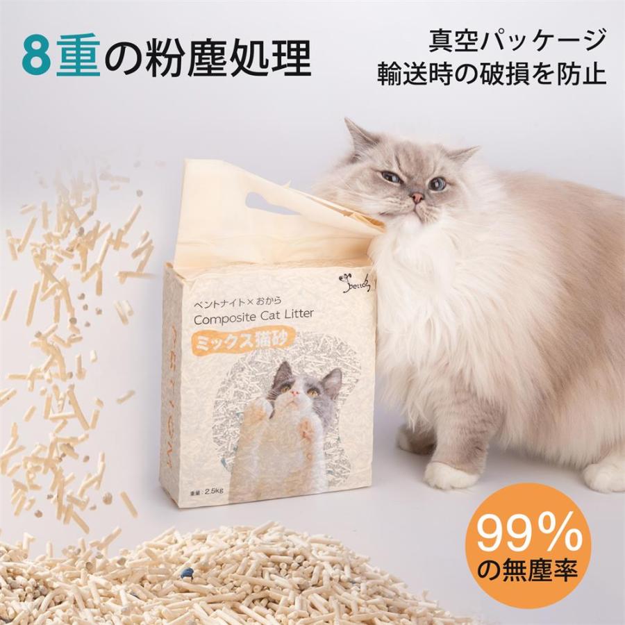 猫砂 ミックス猫砂 おから 固まる ネコ砂  小粒 猫 トイレ 砂  抗菌 脱臭 ベントナイト 6袋セット 2.5kg/15kg 飛び散らない 真空パック |  | 04