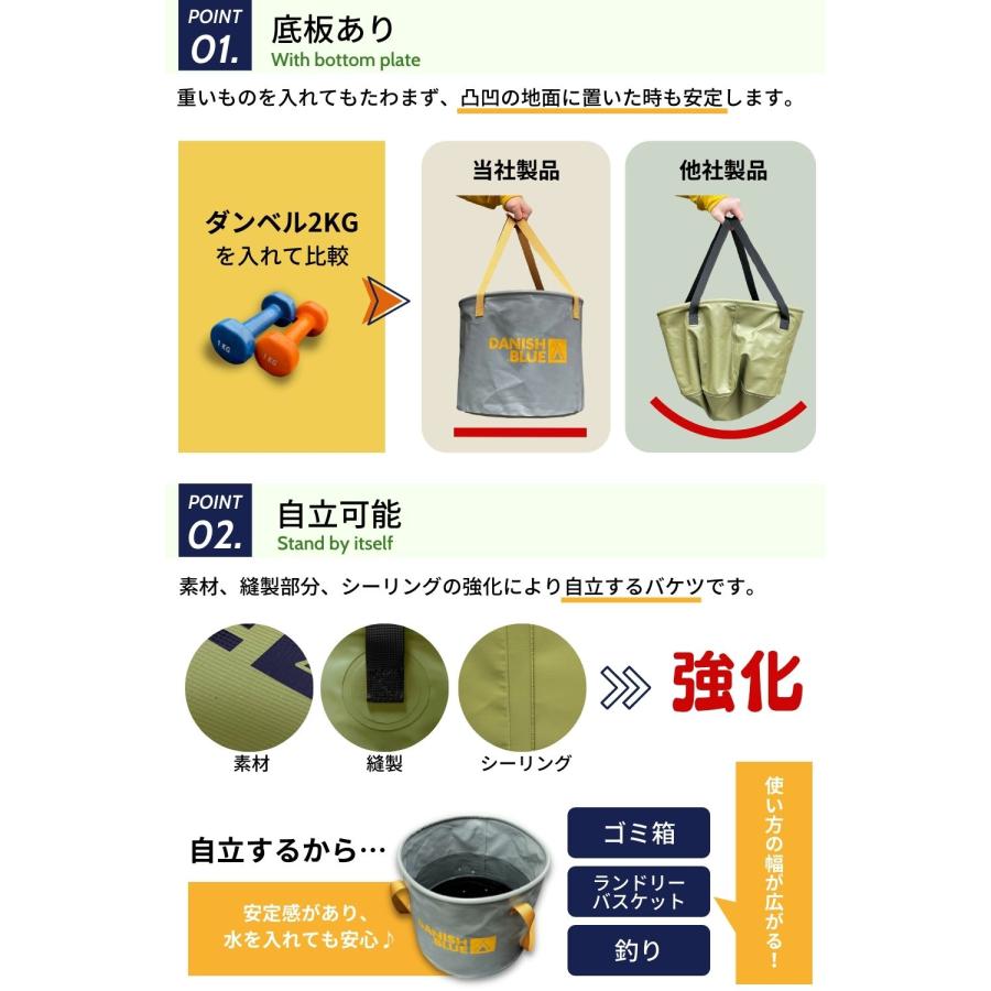 キャンプインストラクター監修：兵庫発ブランド】 折りたたみバケツ 大