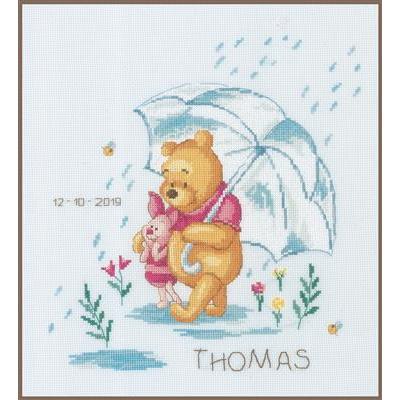 ベルバコ クロスステッチキット【 DISNEY WINNIE IN THE RAIN】 ベルギー ウォルトディズニー 刺繍道具、材料-楽器、手芸、コレクション-手芸、ハンドクラフト