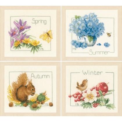 クロスステッチ 刺繍キット 【SEASONS SET OF 4】 LanArteシリーズ 花