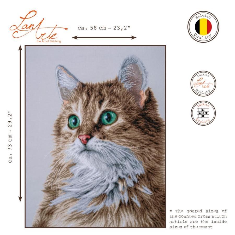 ラナーテ　クロスステッチ 刺繍キット 【THE PURRFECT STARE】 LanArteシリーズ　 輸入ししゅうキット 　ベルギー　中級者から上級者向き_1