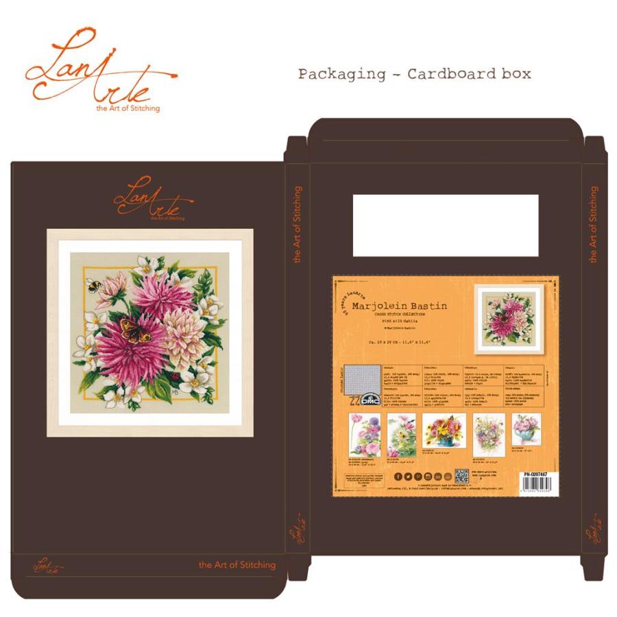 クロスステッチ 刺繍キット 【PINK SILK DAHLIA】 LanArteシリーズ 花