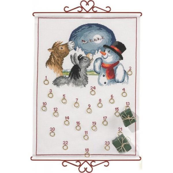 エヴァ　ローゼンスタンド（Eva Rosenstand社 ）クロスステッチキット　【雪だるまと動物たち】 　クリスマス　デンマーク輸入ししゅうキット　 12-837 Eva Rosenstand old eva製冬のロマンスクロスステッチキット
