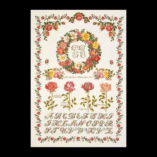 テア グーベルヌール 刺繍キット（アイーダ） 【Rose Sampler 】中級者ー上級者向き ☆お取り寄せキット（納期は30-90日程度）