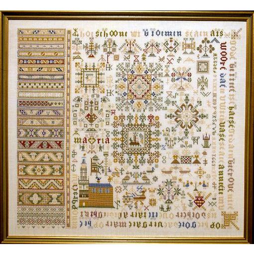 SamplerAntique 楽器、手芸、コレクション-刺繍作成キット-刺繍道具、材料