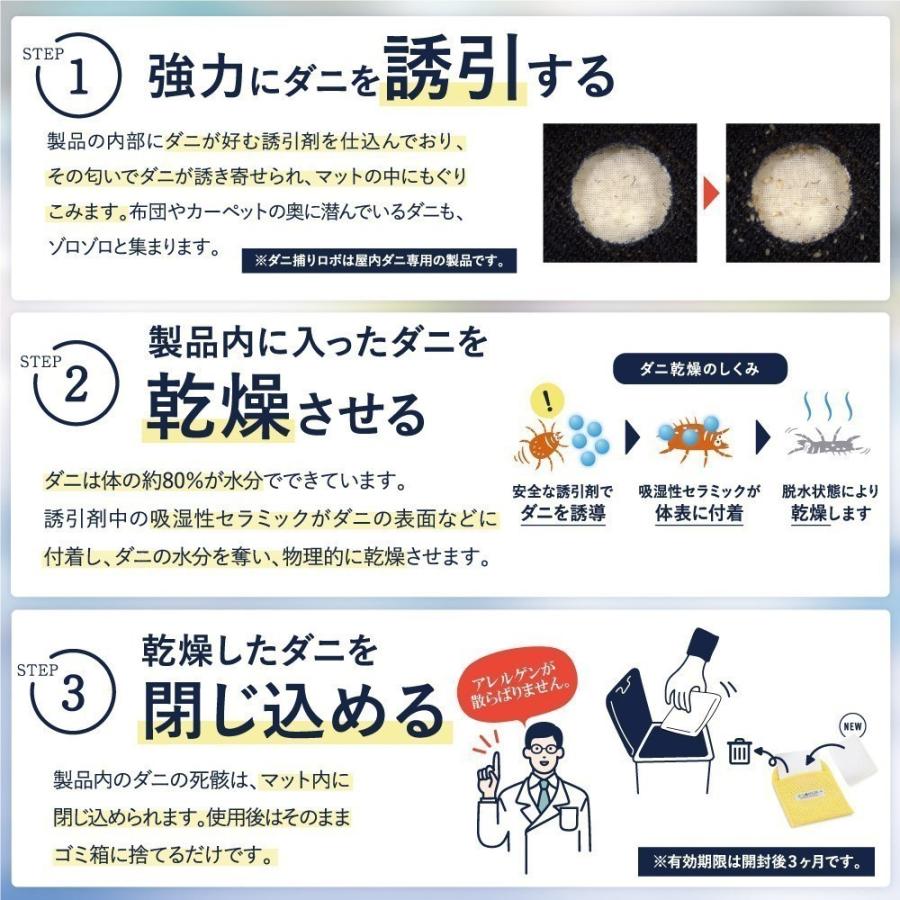 日革研究所直営 ダニ捕りロボ レギュラーサイズ5個セット【ダニ ダニ対策 防ダニ ダニ駆除  ダニシート ダニマット ダニ取りシート】｜danitori-ichiba｜05