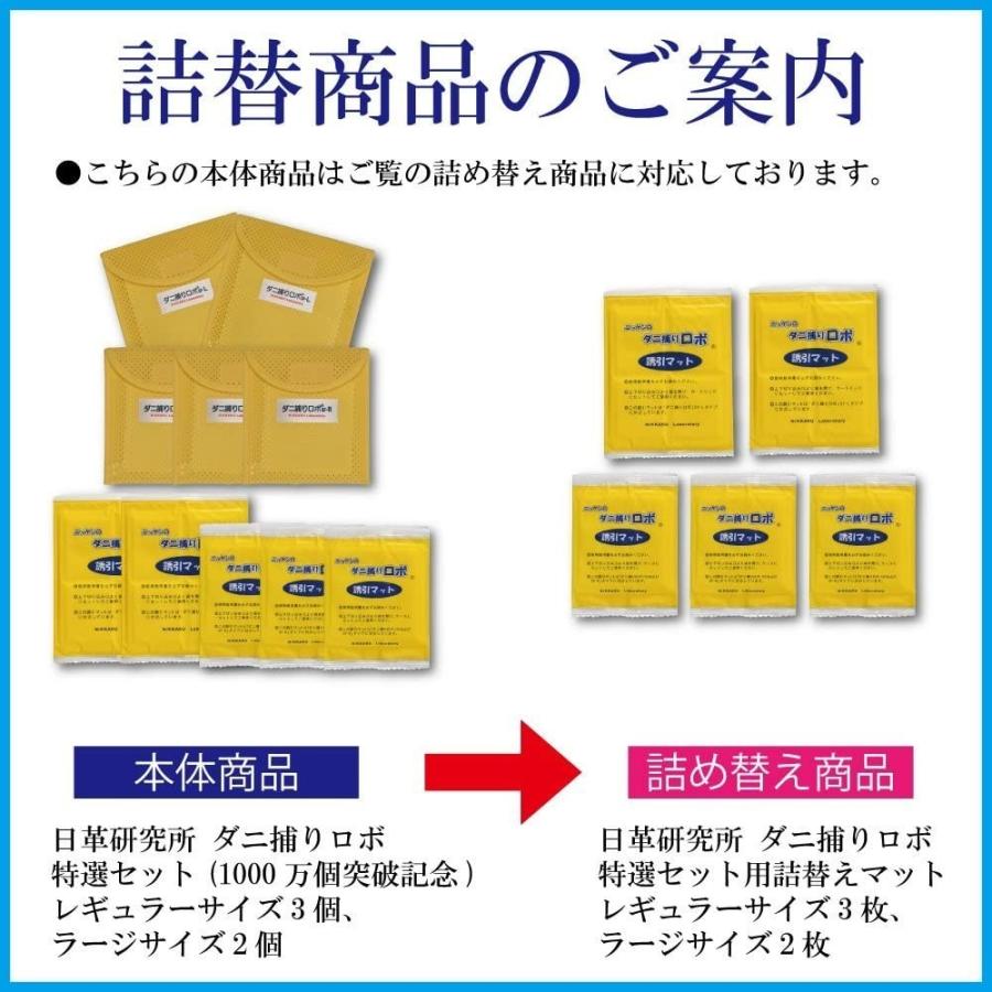 日革研究所直営 ダニ捕りロボ 特選セット（Rサイズ3個 Lサイズ2個）【ダニ対策 ダニ駆除 ダニ退治 防ダニ ダニシート ダニ捕りマット】｜danitori-ichiba｜18