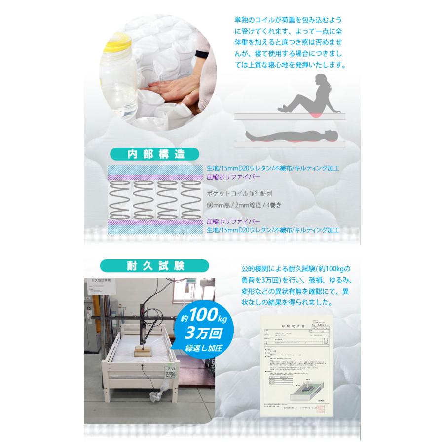 セミシングル SSS 薄型ポケットコイルマットレス コージィー ベッド 2段ベット 二段 ロフト システム 三段 3段 爆買の画像