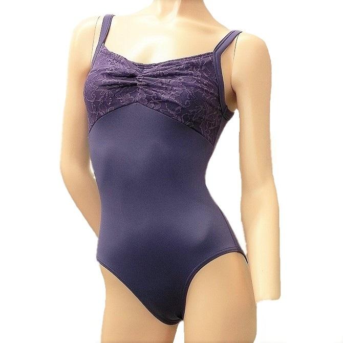 GINA｜レースキャミソールレオタード｜ダークパープル : バレエ用品の