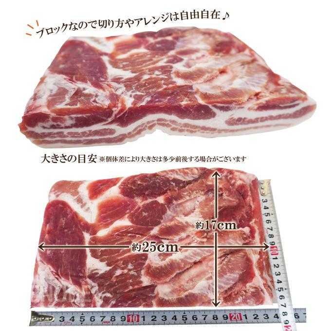 赤身が多いのが特徴 豚バラ肉ブロック冷凍1kg 豚ばら 角煮用 ベーコン燻製など ホエー豚とは違う味わい 三枚肉 チャーシュー焼豚用｜dansyaku｜03