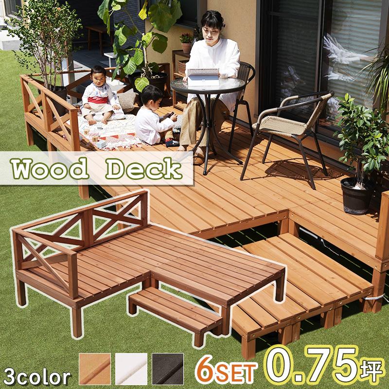 ウッドデッキ 0.75坪 7点セット 【脚部取り付けのみで組立簡単 ウッドデッキ 0.75坪 7点セット 【脚部取り付けのみで組立簡単