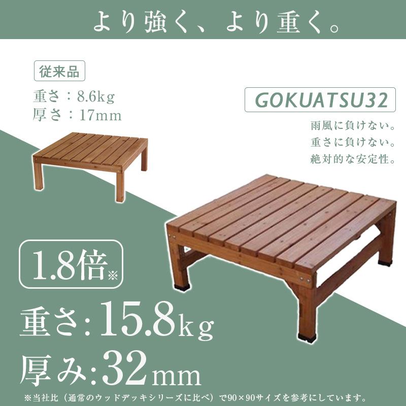 ウッドステップ パーツ 極厚天板 ウッドデッキ用 幅90cm ステップ 縁台
