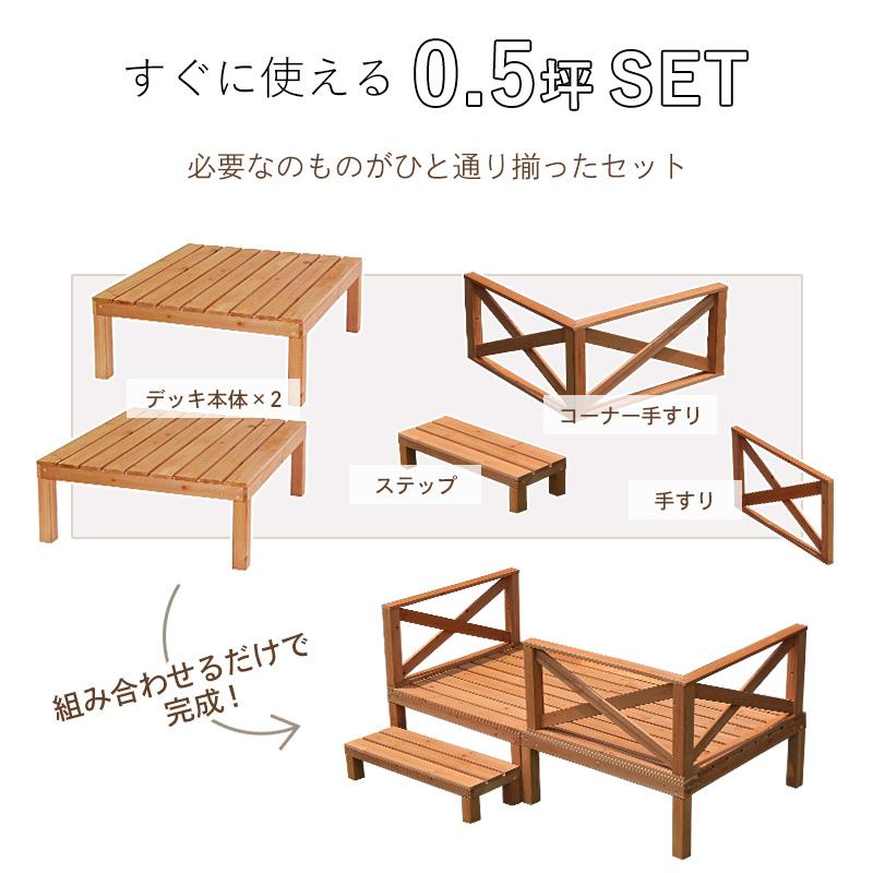 ウッドデッキ 0.5坪 6点セット 【脚部のみ取付け組立簡単】DIY ウッドデッキ 0.5坪 6点セット 【脚部のみ取付け組立簡単】DIY