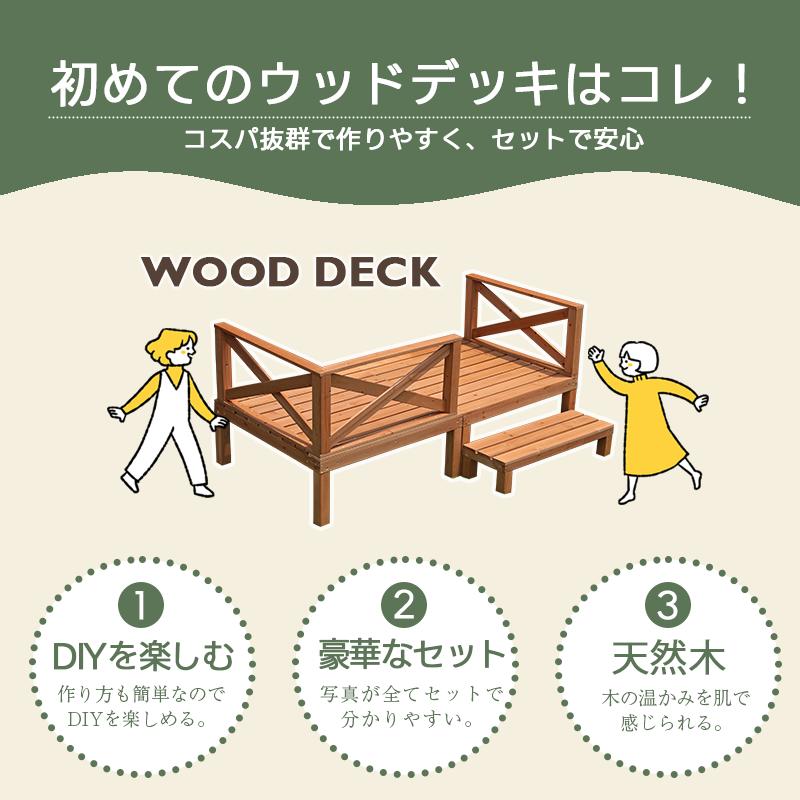 ウッドデッキ 0.5坪 6点セット 【脚部のみ取付け組立簡単】DIY 組立