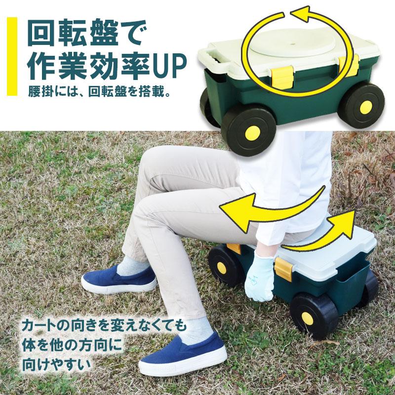 腰掛け台車 園芸用カート 作業車 回転式 農作業 チェア 車輪 回転盤