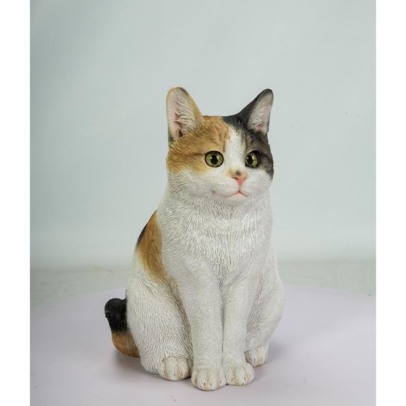 リアル猫オブジェ ベージュ 約33cm 猫 ねこ お座り 座る オーナメント ガーデンオーナメント 置物