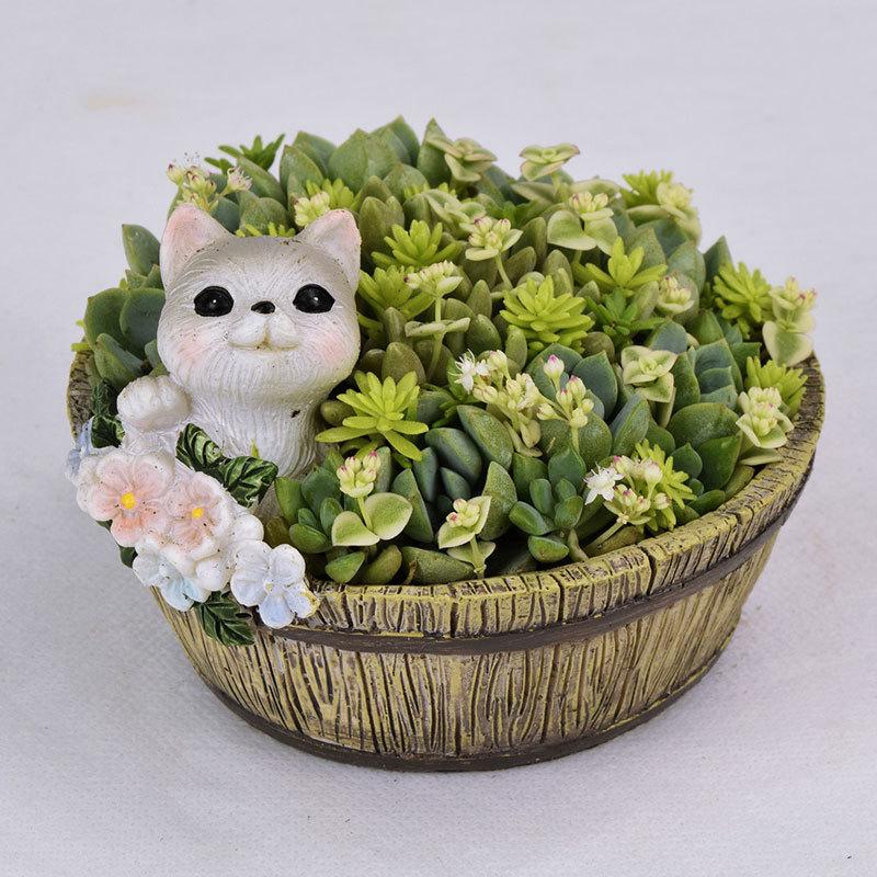 植木鉢 猫 サボテン かわいい インテリアポット 鉢カバー 動物 プランター ナチュラル おしゃれ ガーデニング 置物 オブジェ 鉢植え ガーデンオーナメント｜dantotsu-online｜02