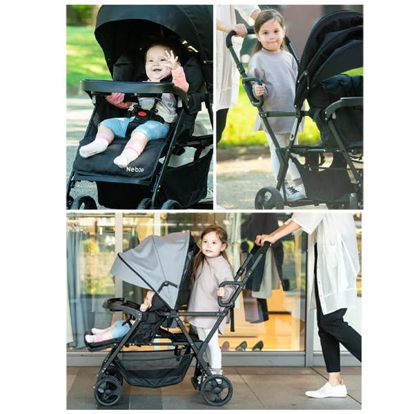 2人乗りサイズでもコンパクト二人乗り 2人乗り ベビーカー 軽量 折りたたみ ドリンクホルダー 大型幌 小回り 2歳半 3歳 4歳 双子 兄弟 