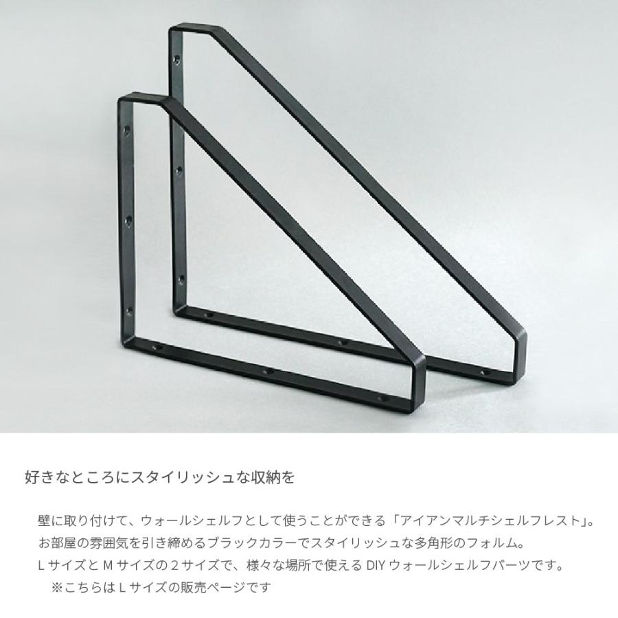 DIYパーツ 棚受け 金具 アイアン シェルフ 2本セット 壁面収納 Lサイズ