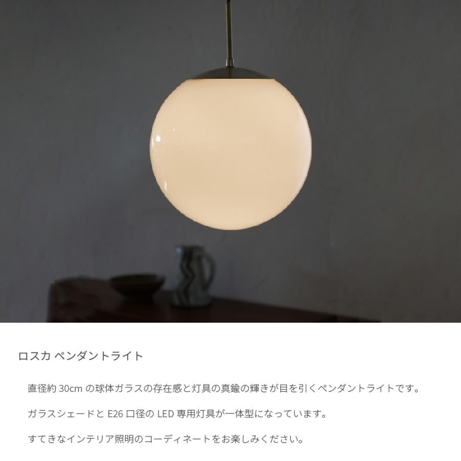 LOSKA pendant light L 直径30cm E26 LED専用 ペンダントライト 照明セット 透明 乳白色 真鍮 ゴールド 照明器具 シンプル 北欧 おしゃれ 長さ調整｜dapper-s-room｜04