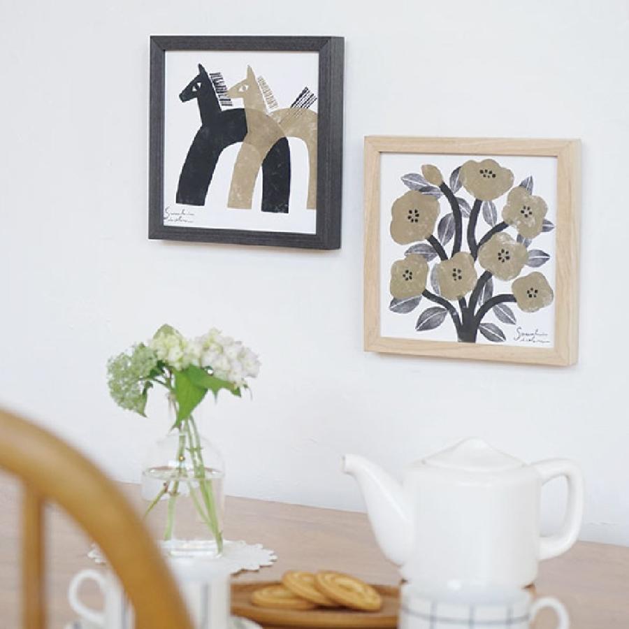 Flower イオクサツキ アートフレーム M 22cm 正方形 花 ブラック